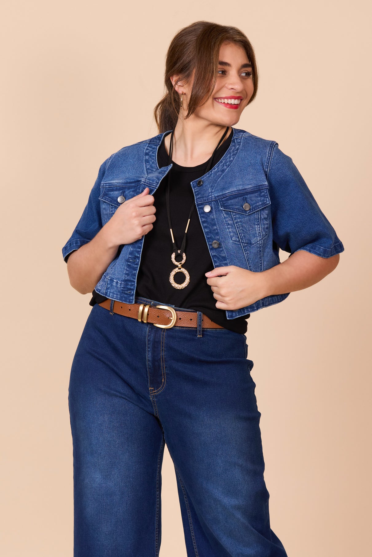 Cropped denim bolero jacket hotsell