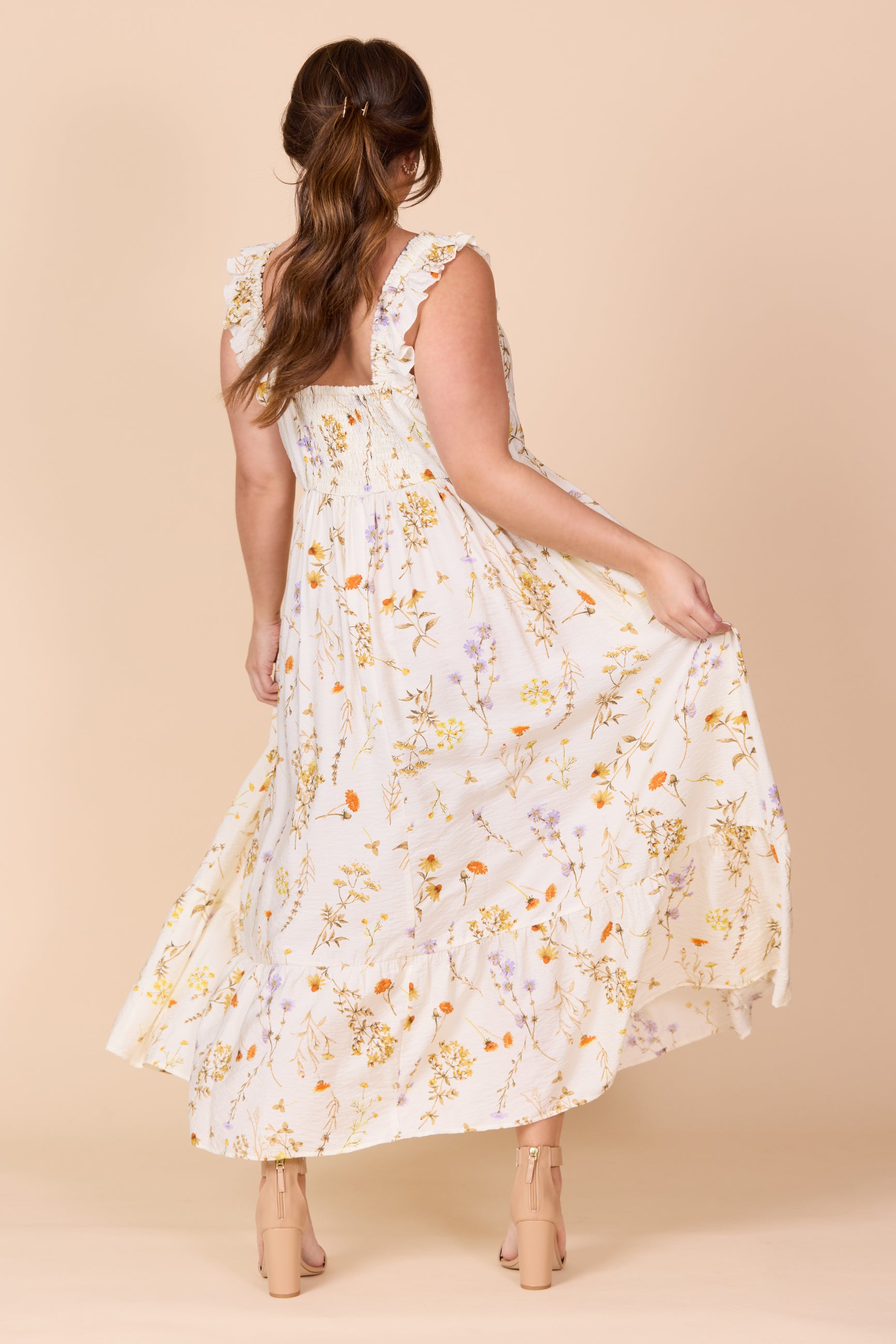 Wild Flower Frill Sundress in IVORY DRESSES